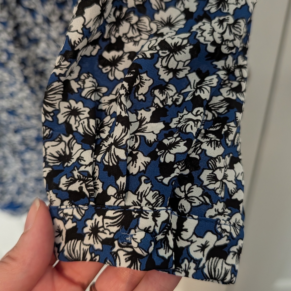 Dalia Blue and White Floral Wrap Long-Sleeve Dress - Picture 4 of 5